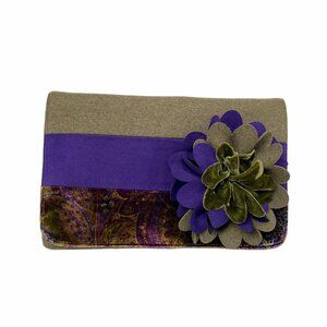 Shiraleah Sabrina Felted Wool & Velvet Flower Clutch Bag